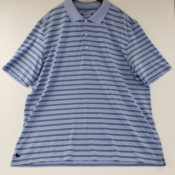 UNTUCKit Mens Polo Shirt Blue 2XL Cronos Double Stripe Short Sleeve Performance - Picture 3 of 7